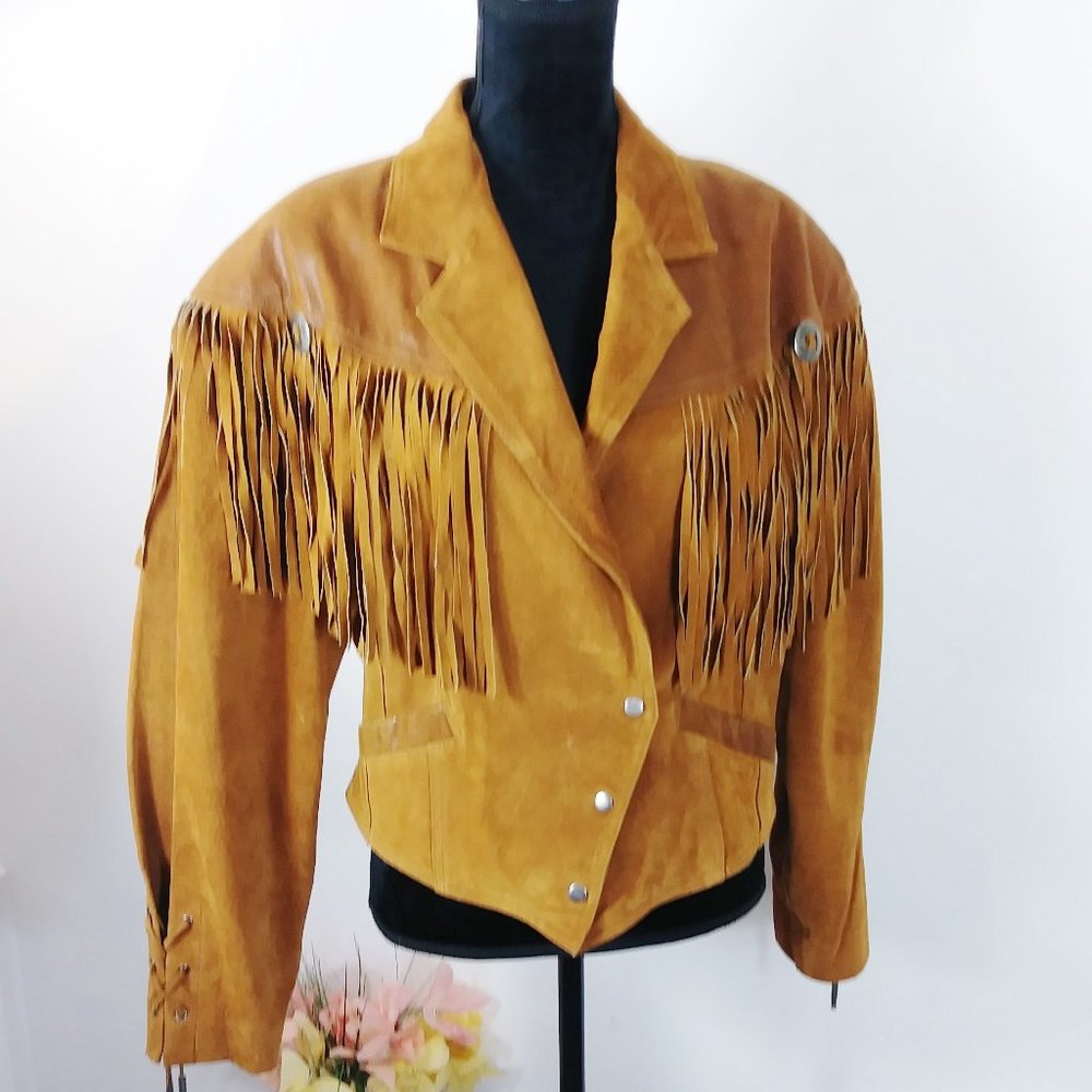 Vintage Western Express leather jacket corset back size L